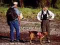 Two searchers and a dog